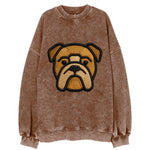 Bulldog - Minimalist geometric design wi - Vintage Sweatshirt