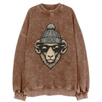 Chapel Hill Tar Heel Ram wearing UNC bea - Vintage Sweatshirt