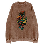 Miami Pelican wearing Heat beanie with sunset patch and wayfarer sunglasses - Vintage Sweatshirt