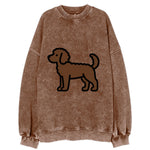 Labradoodle - Chocolate curly flat side profile - Vintage Sweatshirt