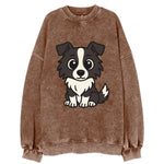 Border Collie - Intense stare sitting pose - Vintage Sweatshirt