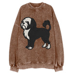 Löwchen - Black and white lion trim embr - Vintage Sweatshirt