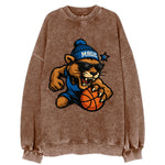 Florida Panther wearing Magic beanie with star wand patch and wayfarer - Vintage Sweatshirt