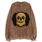 Japanese Chin - Modern flat-face logo wi - Vintage Sweatshirt