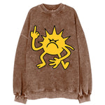 MORNINGS ARE PUNISHMENT | Grumpy sun with middle finger - Vintage Sweatshirt