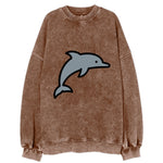 Bottlenose Dolphin - Gray jumping pose flat side profile - Vintage Sweatshirt