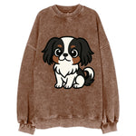 Japanese Chin - Black and white sitting pose - Vintage Sweatshirt