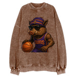 Phoenix Javelina wearing Suns beanie with cactus patch and wayfarer sunglasses - Vintage Sweatshirt