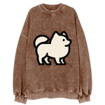 Pomeranian - Modern tiny fluffy logo wit - Vintage Sweatshirt