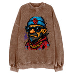 Norman Sooner wearing Oklahoma beanie with OU patch - Vintage Sweatshirt