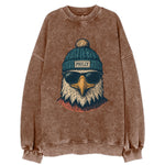 Philadelphia Eagle wearing Philly beanie with pom pom and wayfarer sunglasses - Vintage Sweatshirt
