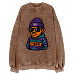 Manhattan Willie wearing Kansas State beanie with powercat patch - Vintage Sweatshirt