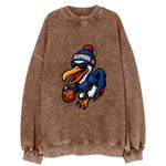 Los Angeles Pelican wearing Clippers beanie with sailboat patch and wayfarer - Vintage Sweatshirt