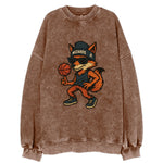 Washington Fox wearing Wizards beanie with capitol patch and wayfarer - Vintage Sweatshirt