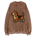 Basset Hound - Trendy low-rider design with prominent black outline - Vintage Sweatshirt