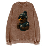 Philly Hawk wearing Eagles beanie with Rocky patch and wayfarer sunglasses - Vintage Sweatshirt