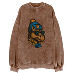 Boise Bronco wearing Boise State beanie with B patch - Vintage Sweatshirt