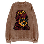 Tempe Sparky wearing Arizona State beanie with fork patch - Vintage Sweatshirt