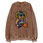 Utah Bighorn wearing Jazz beanie with mountain melody patch and wayfarer - Vintage Sweatshirt