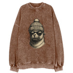 San Diego Sea Lion wearing San Diego beanie with pom pom and wayfarer - Vintage Sweatshirt