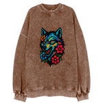 Floral Wolf Garden  - Vintage Sweatshirt