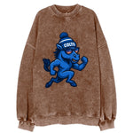 Indianapolis Colt Horse wearing Colts blue and white beanie with pom pom and - Vintage Sweatshirt