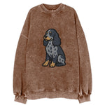 English Cocker Spaniel - Blue roan embroidered sitting pose - Vintage Sweatshirt