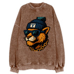 Provo Cougar wearing BYU beanie with Y patch - Vintage Sweatshirt