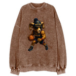Mile High Bighorn wearing Nuggets beanie with mountain patch and wayfarer - Vintage Sweatshirt