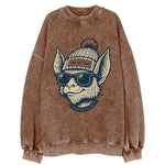 San Antonio Bat wearing San Antonio beanie with pom pom and wayfarer sunglasses - Vintage Sweatshirt