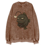 THE ANGLERFISH LURES DISAPPOINTMENT | Dark gray anglerfish with dim light - Vintage Sweatshirt
