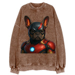 French Bulldog Iron Man  - Vintage Sweatshirt