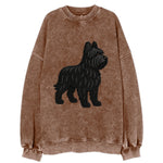 Briard - Black wavy coat embroidered herding pose - Vintage Sweatshirt
