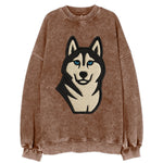 Husky - Blue eyes close-up portrait - Vi Vintage Sweatshirt
