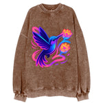 Hummingbird delivering miniature love letters tucked inside flower envelopes - Vintage Sweatshirt