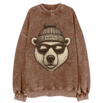Winnipeg Polar Bear wearing Winnipeg beanie with pom pom and wayfarer - Vintage Sweatshirt