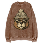 Montreal Beaver wearing Montreal beanie - Vintage Sweatshirt