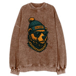 Calgary Grizzly Bear wearing Calgary bea - Vintage Sweatshirt