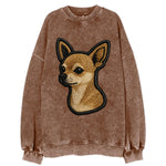 Chihuahua - Modern tiny dog logo with bo - Vintage Sweatshirt