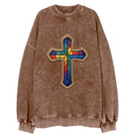 Stained Glass Cross  - Vintage Sweatshirt