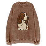 English Cocker Spaniel - Liver and white embroidered design - Vintage Sweatshirt