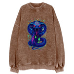 Mesmerizing cobra with hypnotic spiral patterns in the hood, scales that - Vintage Sweatshirt