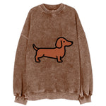 Dachshund - Red/brown smooth flat side profile - Vintage Sweatshirt