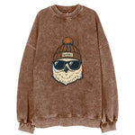 Quebec City Snowy Owl wearing Quebec beanie with pom pom and wayfarer - Vintage Sweatshirt