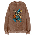 Orlando Rabbit wearing Magic blue and silver beanie with wizard hat and - Vintage Sweatshirt