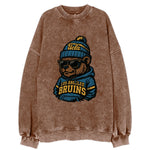 Los Angeles Bruin wearing UCLA beanie with script patch - Vintage Sweatshirt