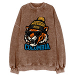 Columbia Tiger wearing Missouri beanie with Mizzou patch - Vintage Sweatshirt