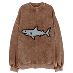 Hammerhead Shark - Gray distinctive head flat side profile - Vintage Sweatshirt