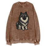 Keeshond - Gray and black spectacles embroidered design - Vintage Sweatshirt