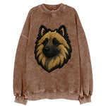 Keeshond - Contemporary spitz logo with - Vintage Sweatshirt